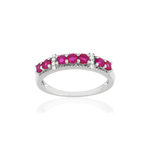 Bague or blanc 750 rubis diamants - vue 1