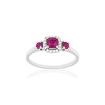 Bague or blanc 750 rubis diamants - vue 1