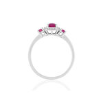 Bague or blanc 750 rubis diamants - vue 2