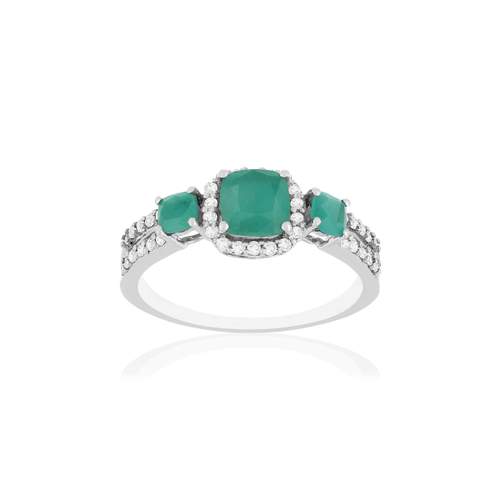 Bague or blanc 750 émeraudes diamants