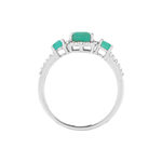 Bague or blanc 750 émeraudes diamants - vue 2