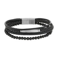 Bracelet cordon synthétique noir et acier