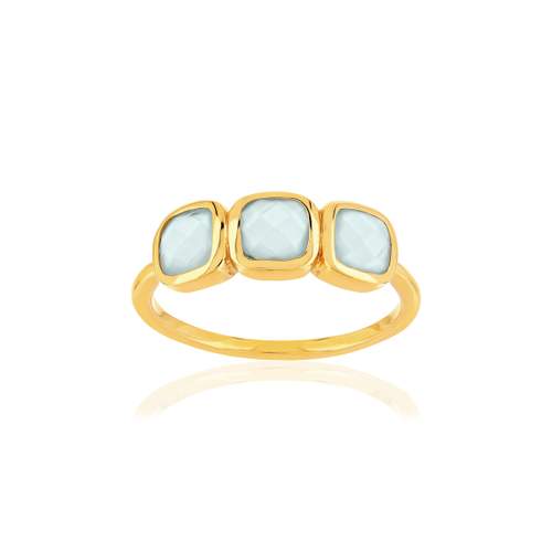 Bague plaque or agates