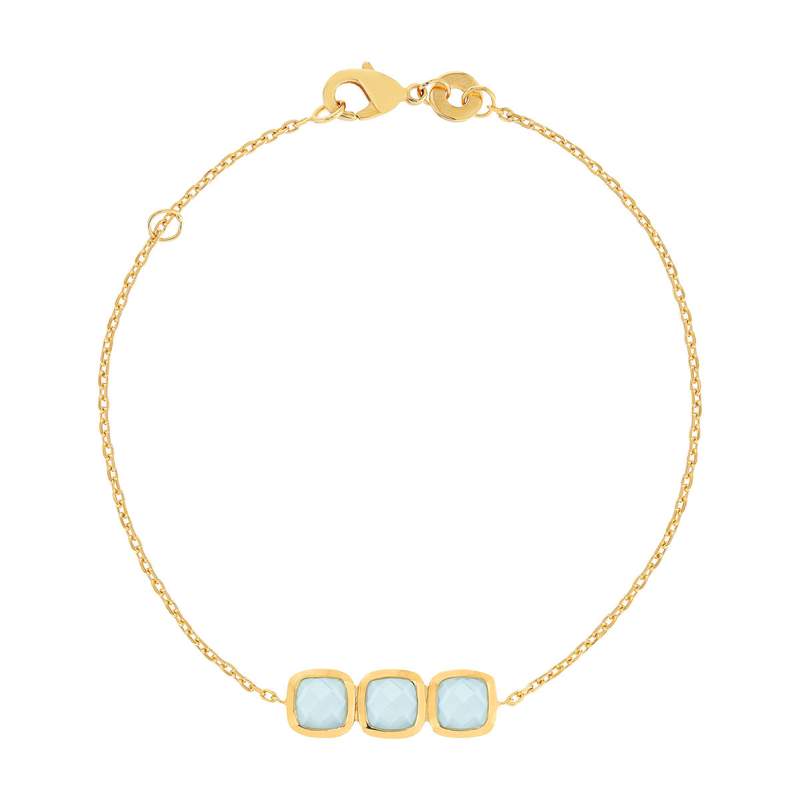 Bracelet plaqué or agates 18 cm - vue 1
