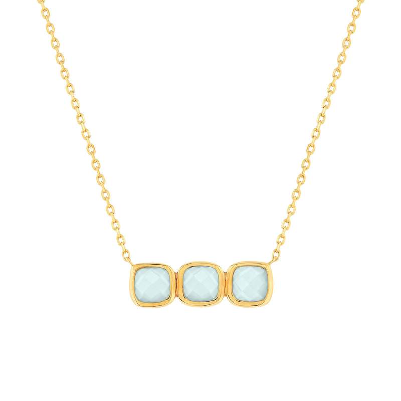 Collier plaqué or agates 45 cm - vue 1