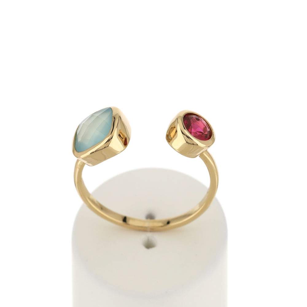 Bague plaqué or agate zirconia - vue 1