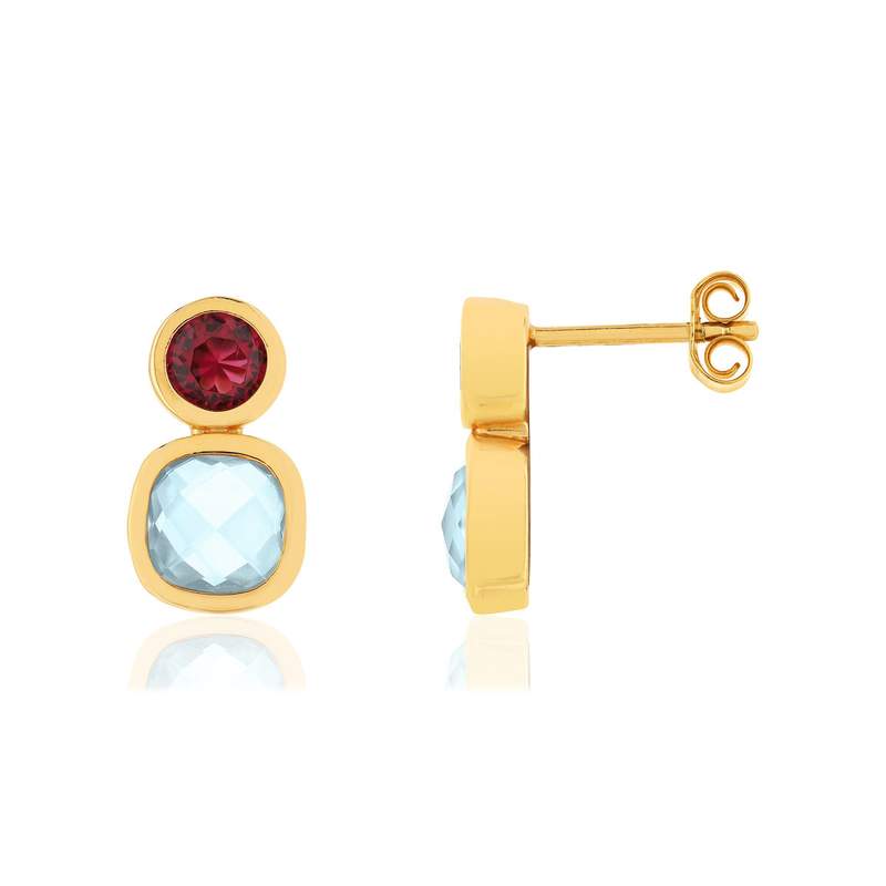 Boucles d'oreilles plaqué or agates zirconias - vue 1