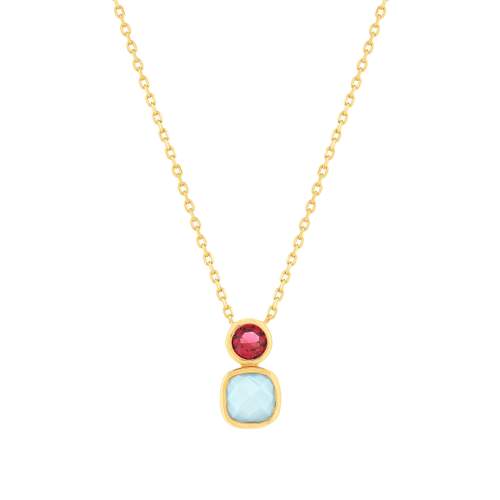 Collier plaqué or agate zirconia 45 cm