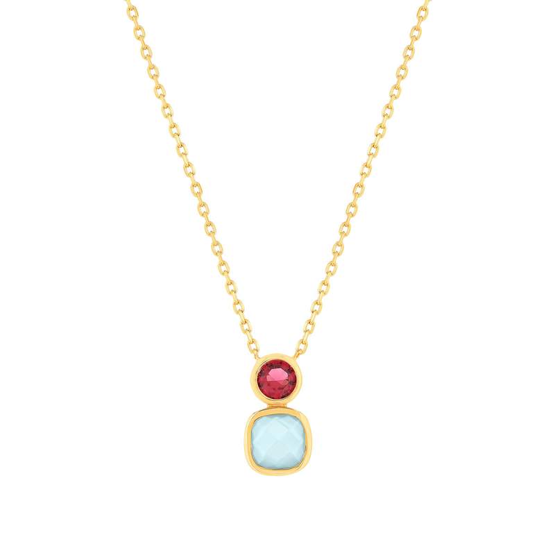 Collier plaqué or agate zirconia 45 cm - vue 1