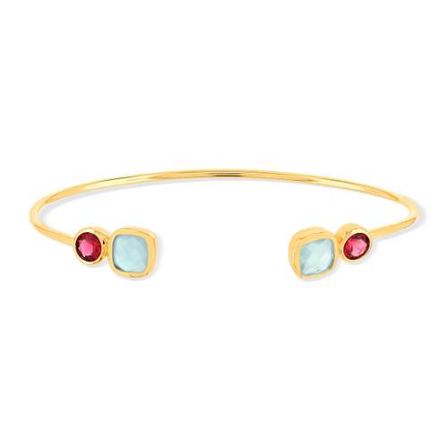 Bracelet plaqué or agates zirconias 60 mm