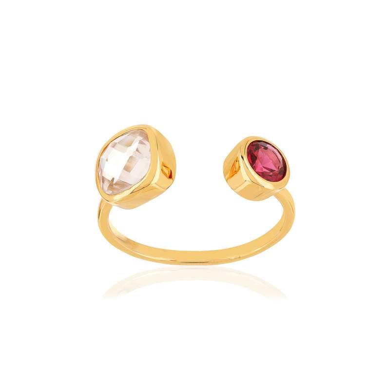 Bague plaqué or zirconias - vue 1