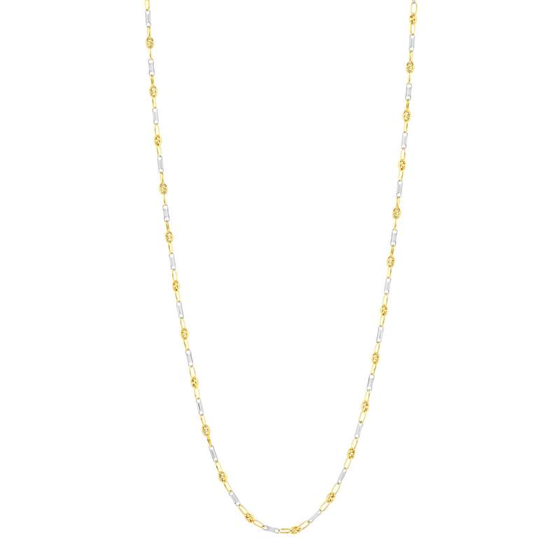 Chaine or 750 2 tons 50 cm maille grain de café alternée - vue 2