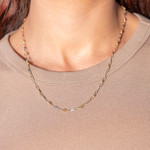 2-tone 750 gold chain, 50 cm, alternating coffee beans - view worn 1
