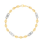 Bracelet or 375 2 tons 21 cm maille grain de café alternée - vue 1