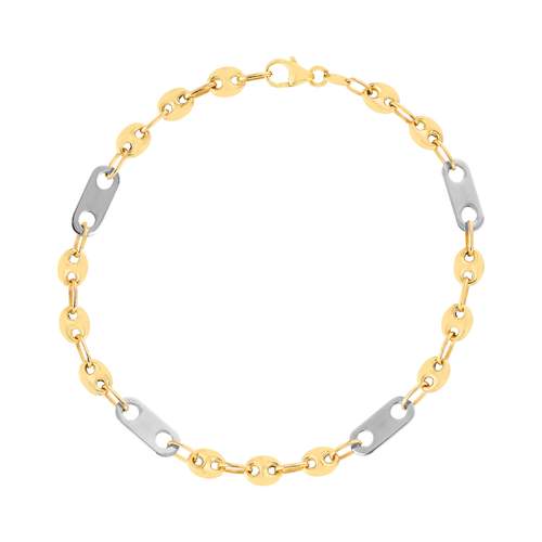 Bracelet or 375 2 tons 21 cm maille grain de café alternée