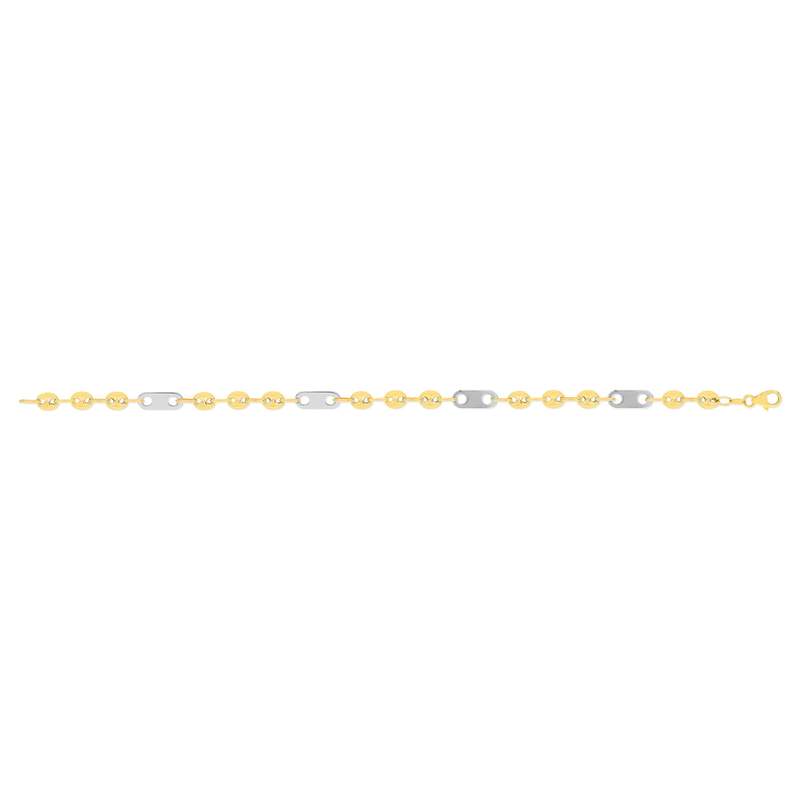 Bracelet or 375 2 tons 21 cm maille grain de café alternée - vue 2