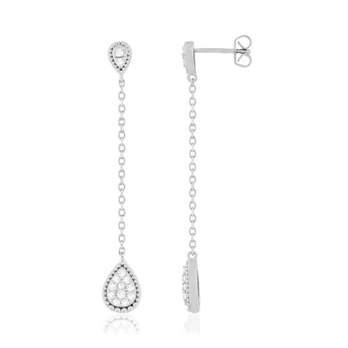 Boucles d'oreilles pendants argent 925 zirconias en forme de goutte
