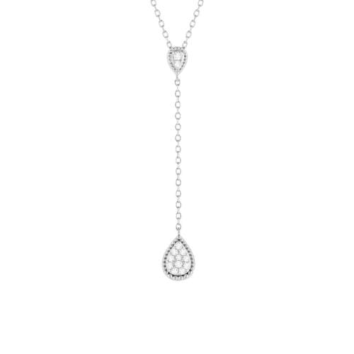 Collier argent 925 zirconias 45 cm forme de goutte