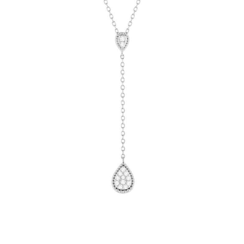 Collier argent 925 zirconias 45 cm forme de goutte - vue 1