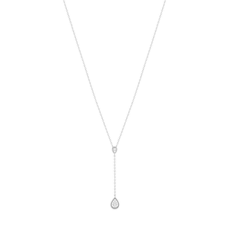 Collier argent 925 zirconias 45 cm forme de goutte - vue 2