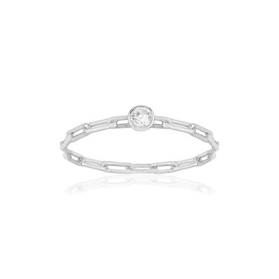 Bague argent 925 zirconia, motif chaîne - vue 1