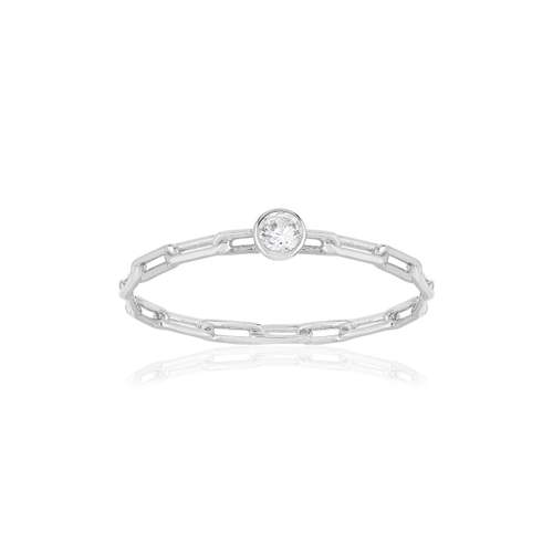 Bague argent 925 zirconia, motif chaîne