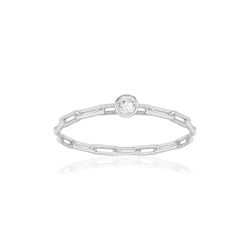 Bague argent 925 zirconia, motif chaîne - vue 1