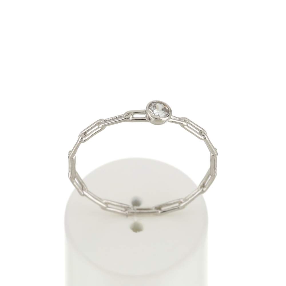 Bague argent 925 zirconia, motif chaîne - vue 1