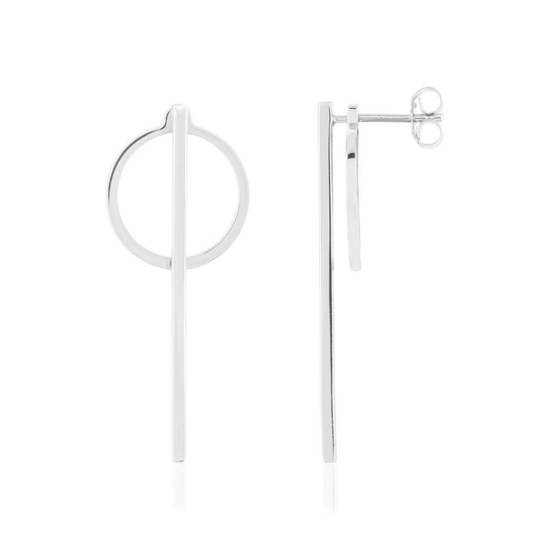 Boucles d'oreilles argent 925 motif barre et cercle - vue 1