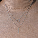 Collier argent 925 double chaîne 42 à 45 cm - vue porté 2