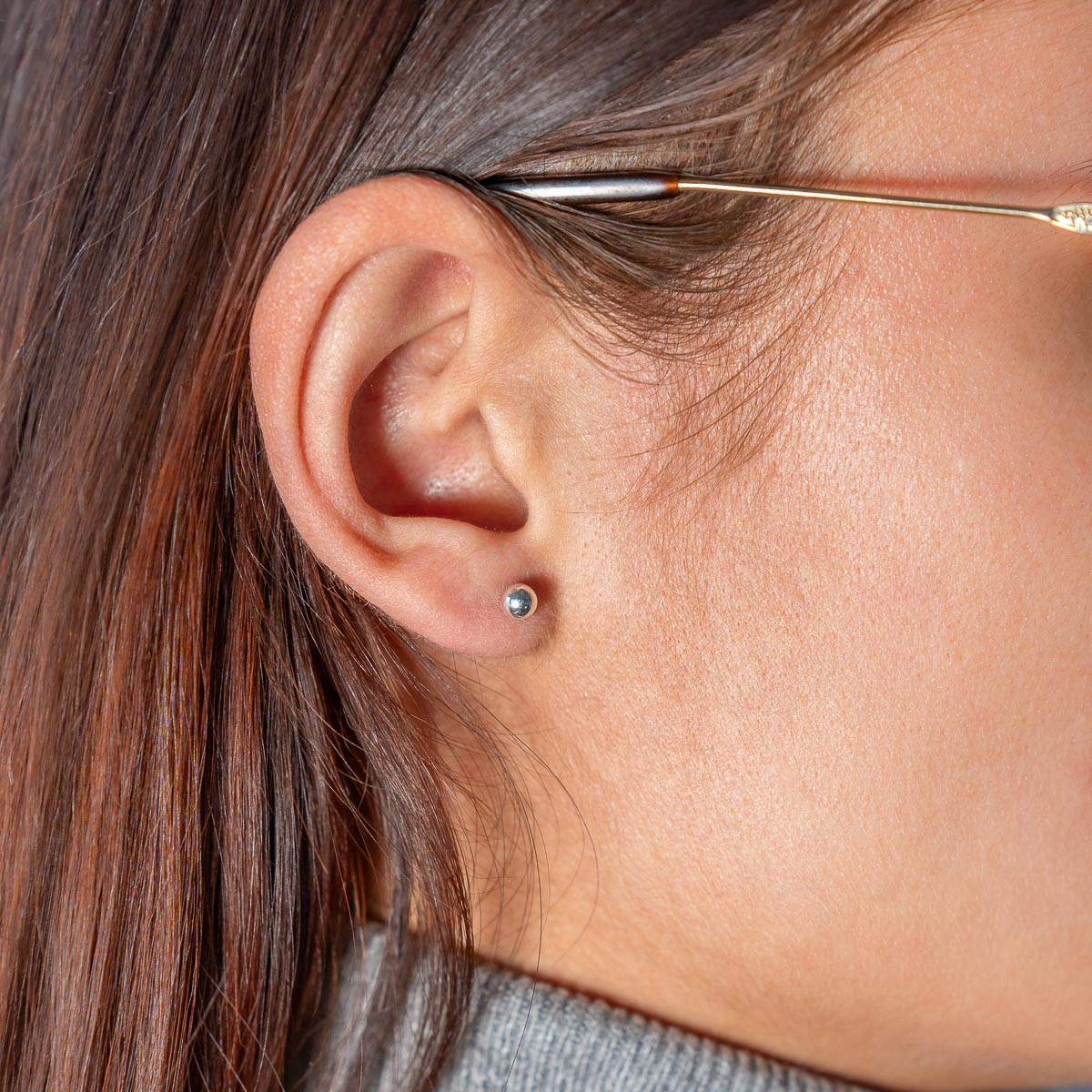 Boucles d'oreilles argent 925, boule - vue porté 1