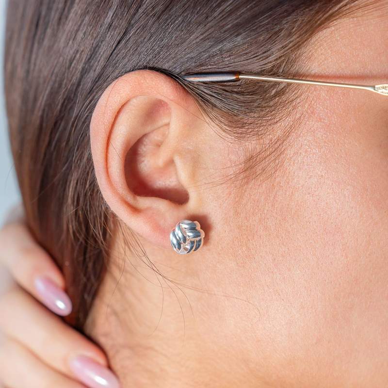 Boucles d'oreilles argent 925, tressées - vue porté 1