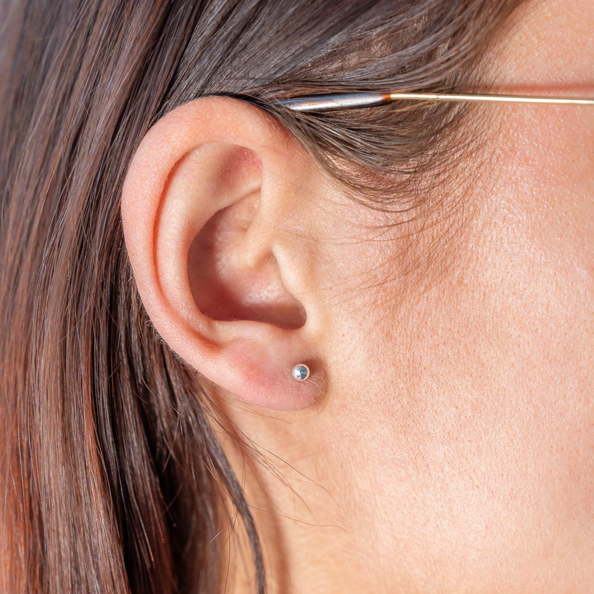 Boucles d'oreilles argent 925, boule - vue porté 1