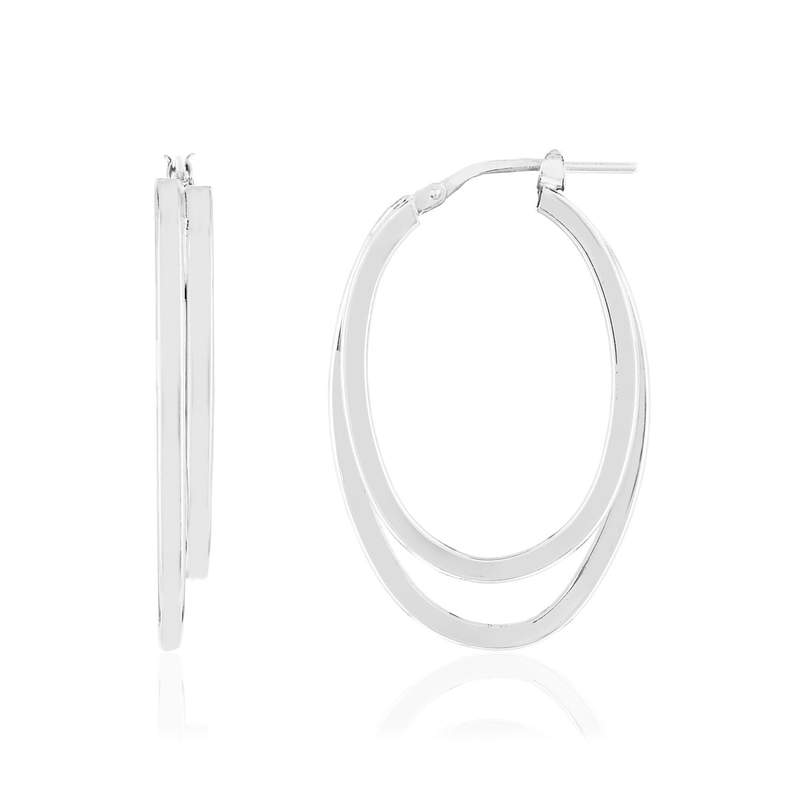 Boucles d'oreilles argent 925, ovale - vue 1