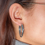 Boucles d'oreilles argent 925, ovale - vue porté 1