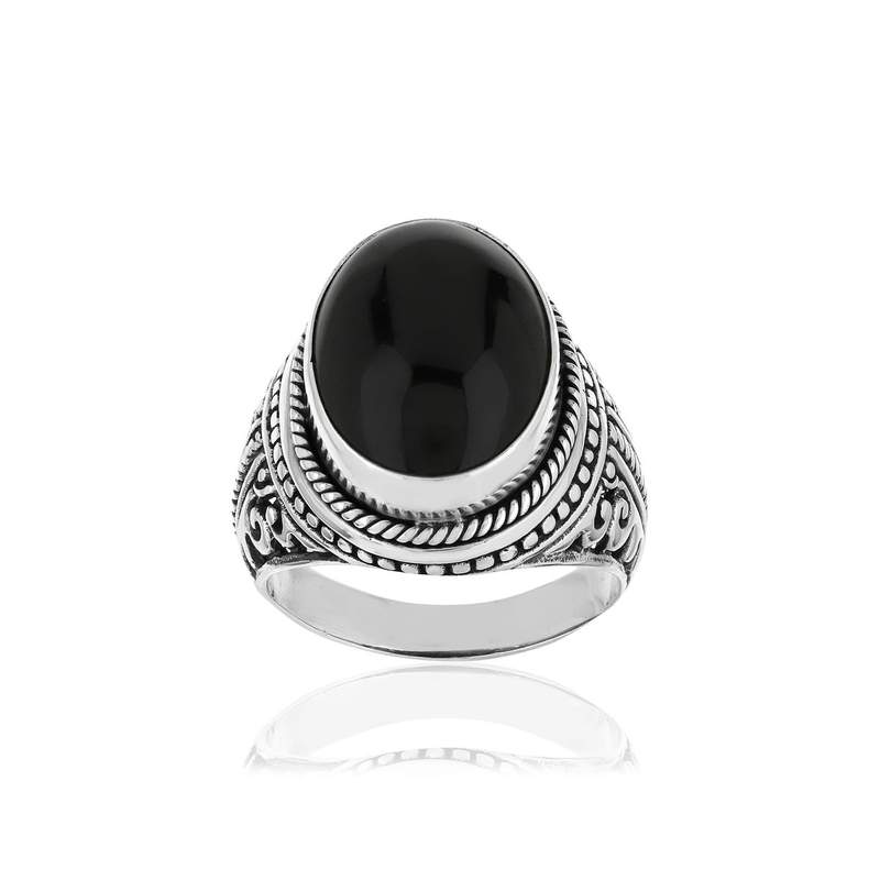Bague argent 925 onyx - vue 1