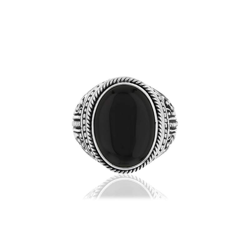 Bague argent 925 onyx - vue 3