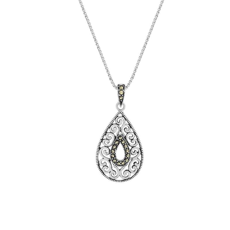 Collier argent 925 marcassites 40 à 45 cm - vue 1
