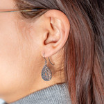 Boucles d'oreilles argent 925 marcassites - vue porté 1