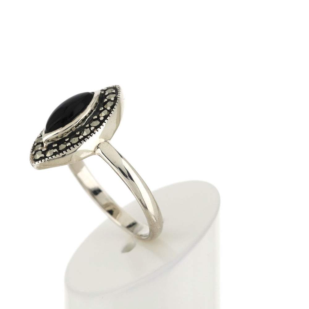 Bague argent 925 onyx marcassites - vue 5
