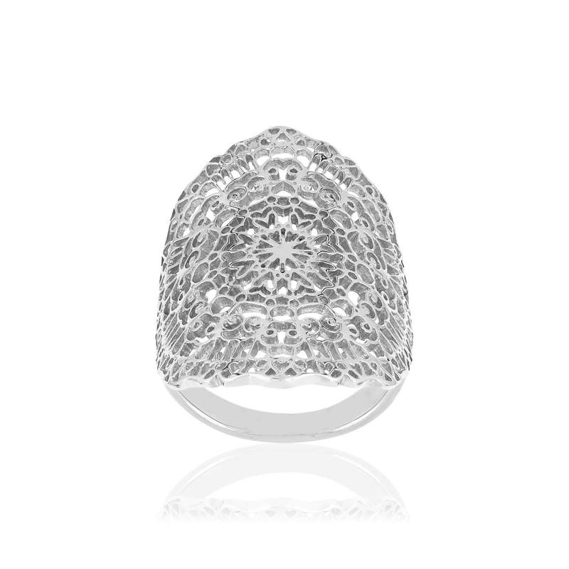 Bague argent 925, motif arabesque - vue 1