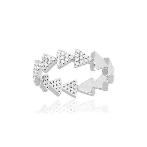 Bague argent 925 zirconias motif triangle
