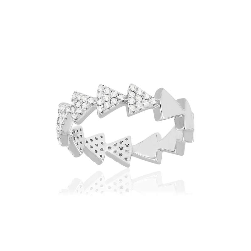 Bague argent 925 zirconias motif triangle - vue 1