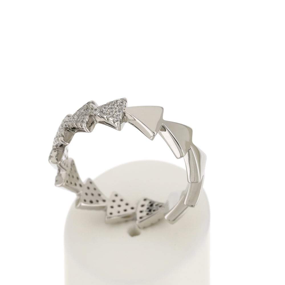 Bague argent 925 zirconias motif triangle - vue 2
