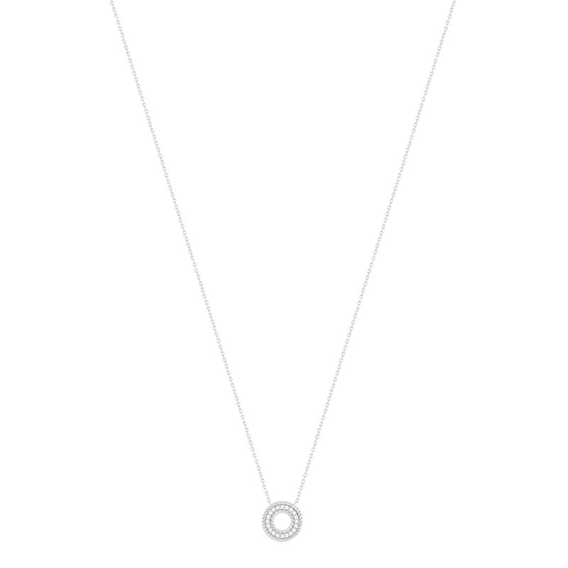 Collier argent 925 zirconias 45 cm motif cercle - vue 2