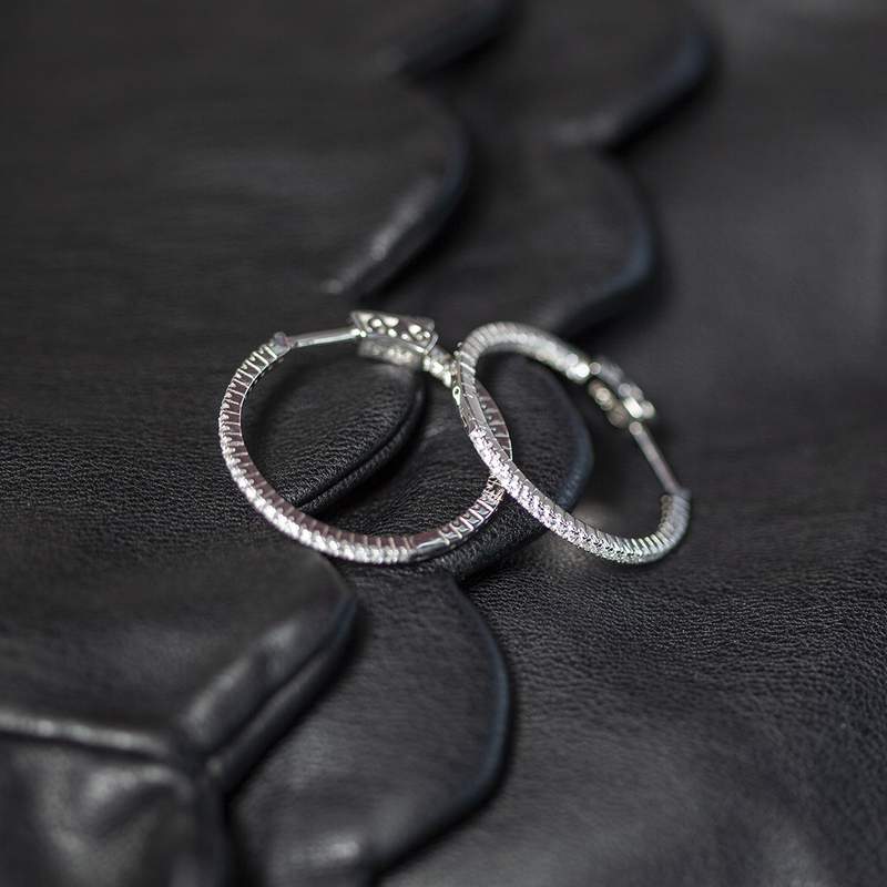 Créoles argent zirconias 28 mm - vue D1