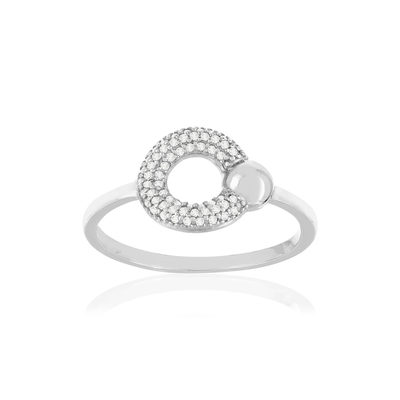 Bague argent 925 zirconias, motif cercle - vue 1