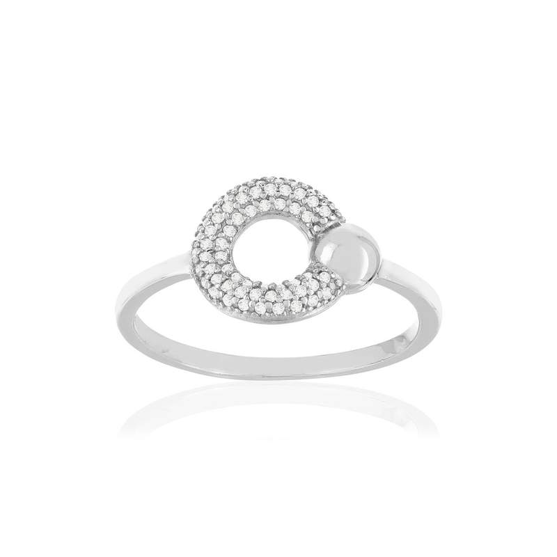 Bague argent 925 zirconias, motif cercle - vue 1