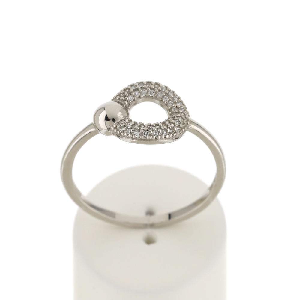 Bague argent 925 zirconias, motif cercle - vue 1