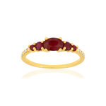 Bague or jaune 375 rubis diamants - vue 1
